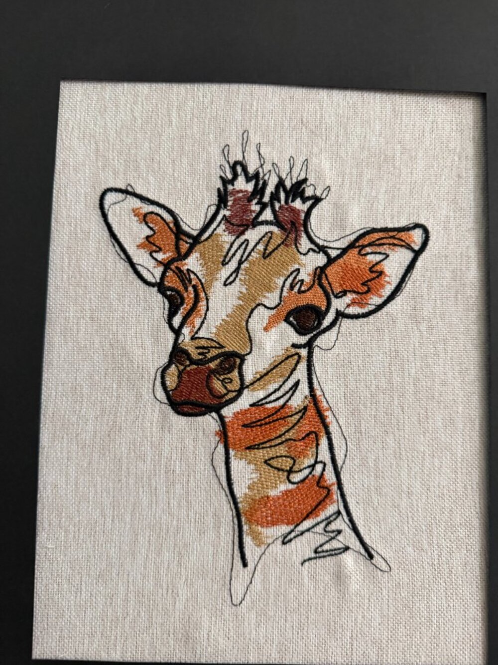 Homemade Giraffe Embroidered Framed Art 11X14 - Picture 2 of 7
